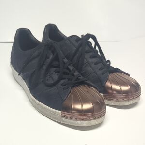 Adidas Super Stqr Navy With Black Stripes And Metal Toe Cap Sneaker